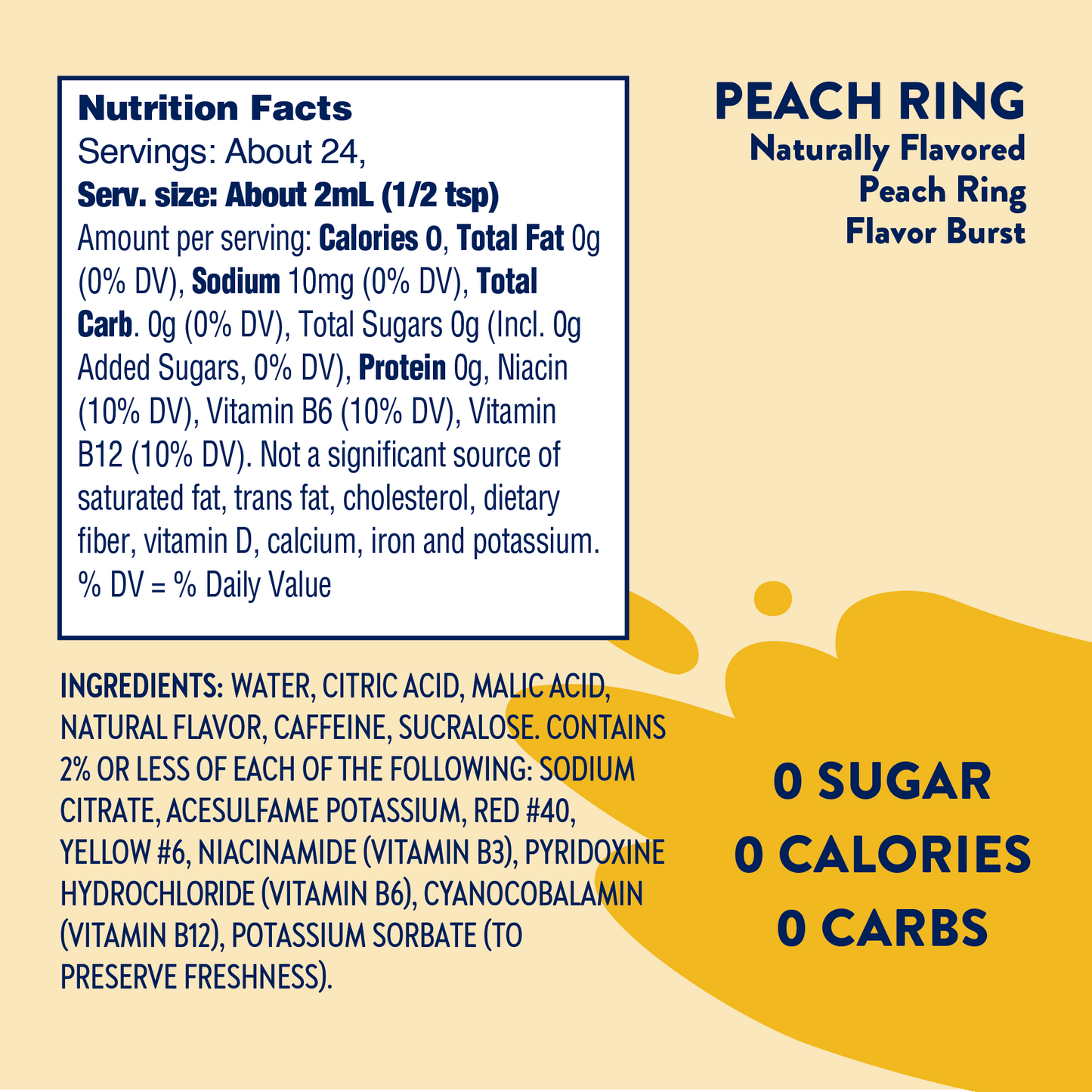 Jordan's Skinny Mixes Flavor Burst - Sugar Free Peach Ring + Energy