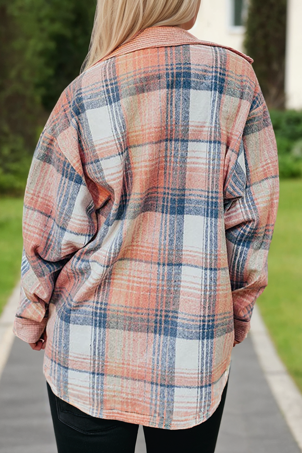 Plaid Corduroy Patchwork Chest Pocket Shacket