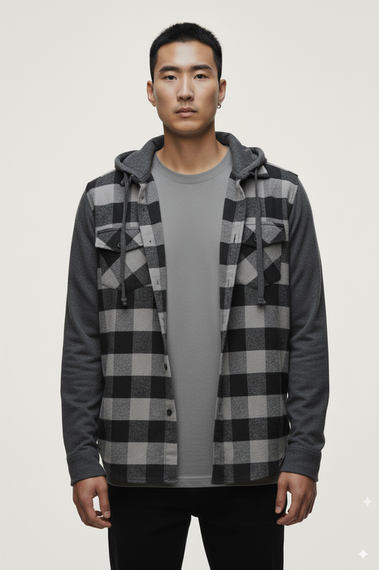FLANNEL SHIRT WITH DETACHABLE HOOD Unisex