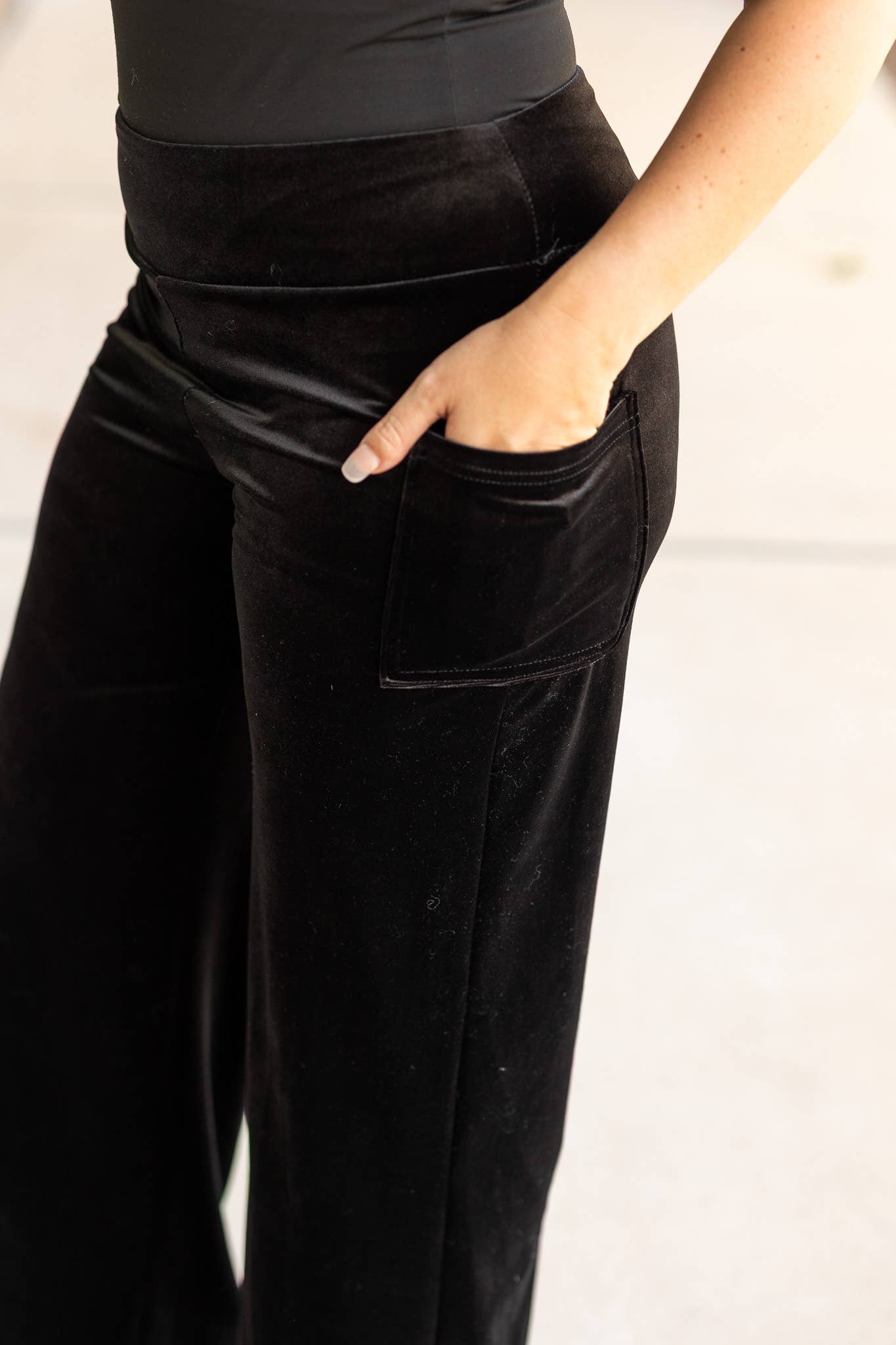 The Regina - Black Velvet Wide Leg Pants