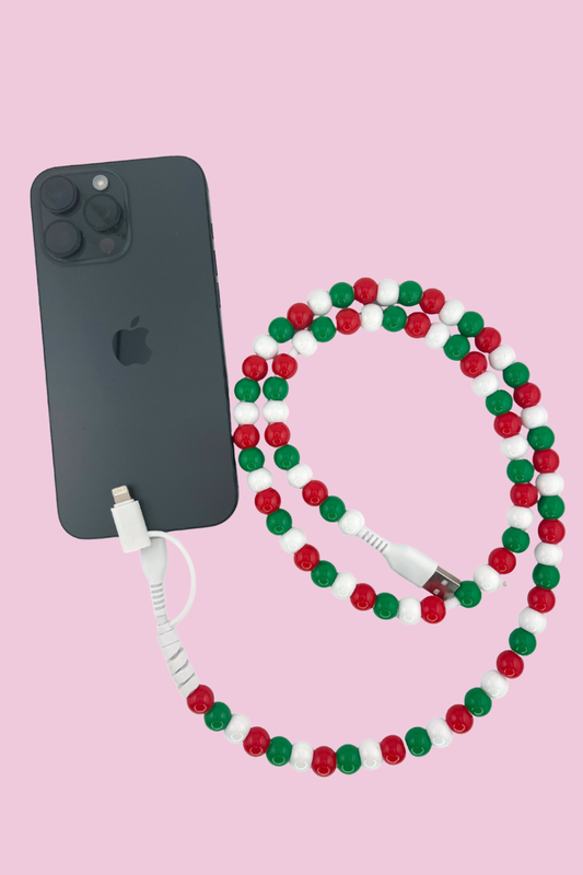 2 in 1 Beaded USB Charger- Christmas Edition