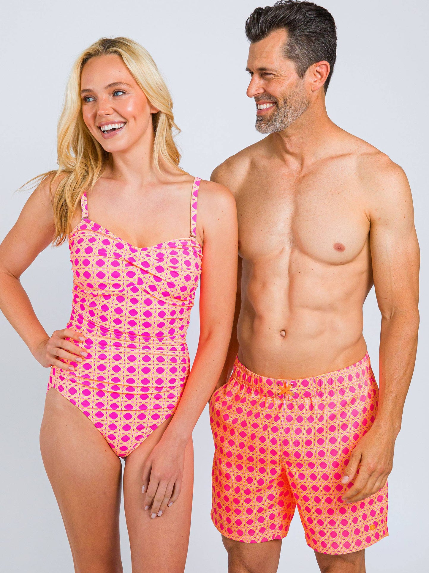 Women's Neon Sherbet Cane Convertible Bandeau One Piece Swimsuit