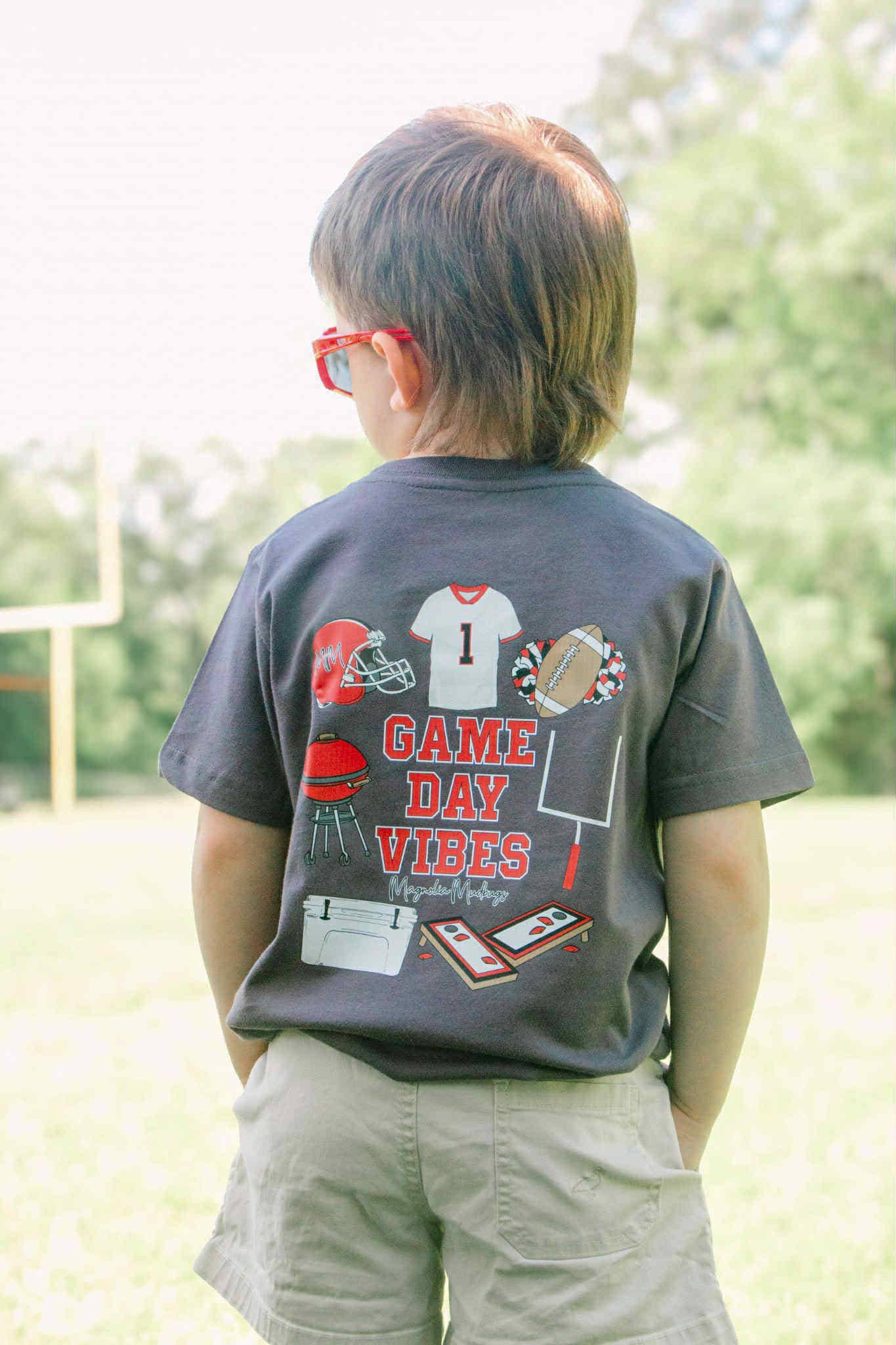 Game Day Vibes | Red + Black | Football Kid’s Tee