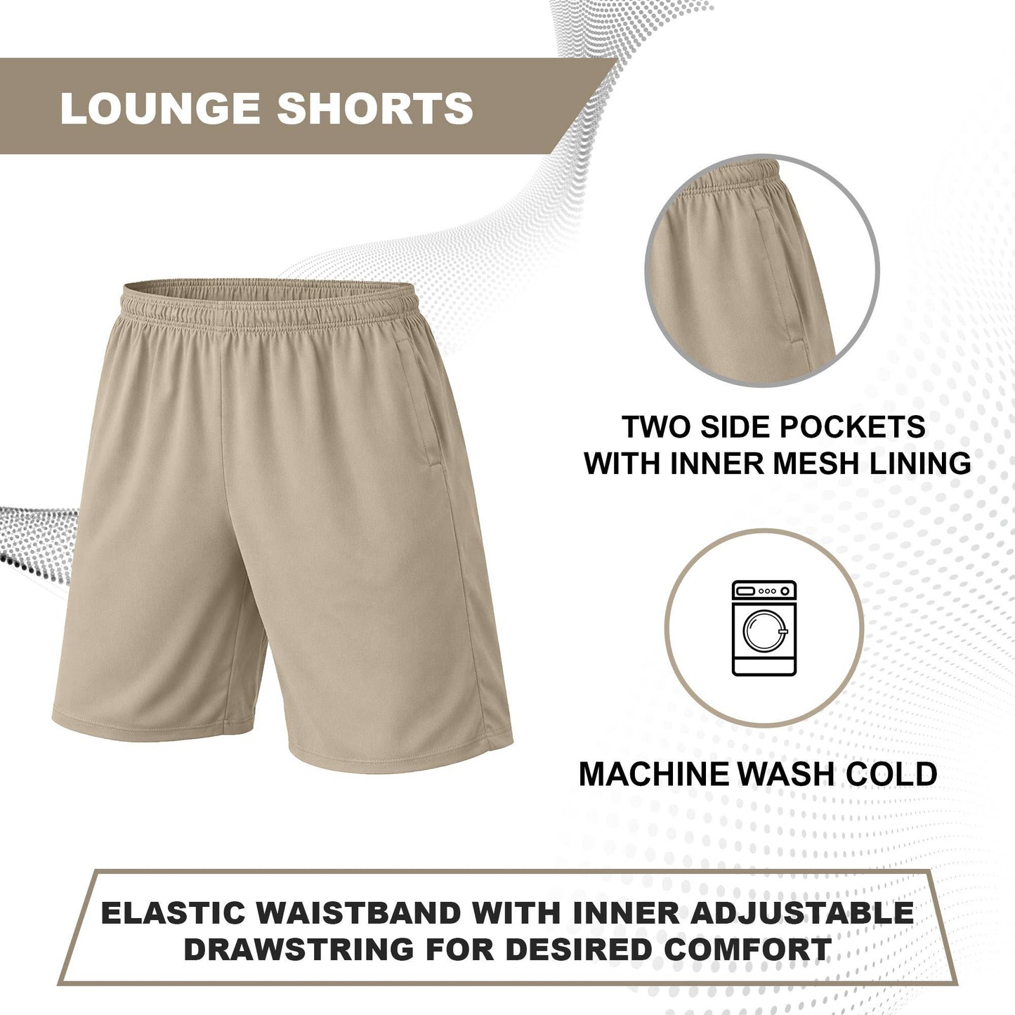 Men's Classic Poly Tech Lounge Shorts - Khaki
