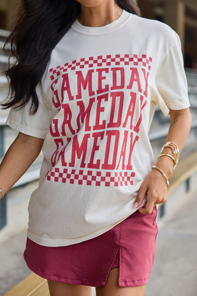 Checkered Gameday Red Repeat Ivory Graphic Tee
