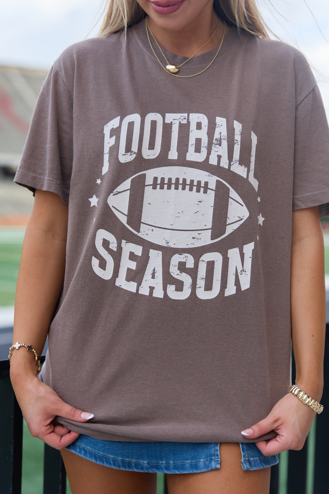 Pink Lily Football Season Brown Graphic Tee