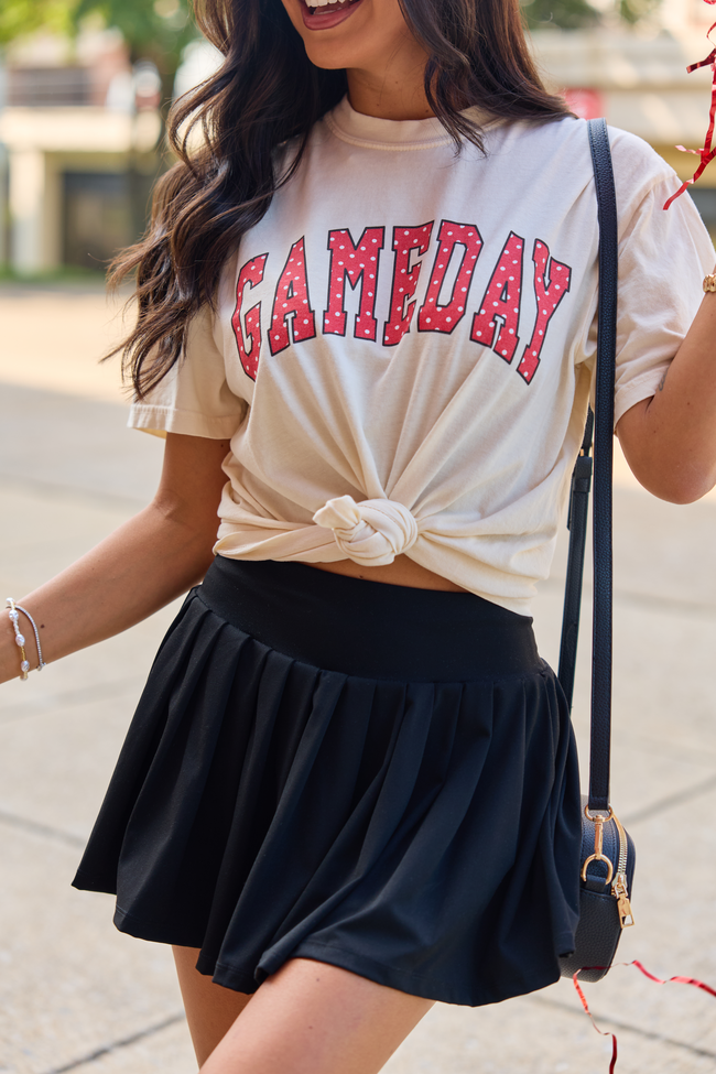 Pink Lily Gameday Red Polka Dot Ivory Graphic Tee