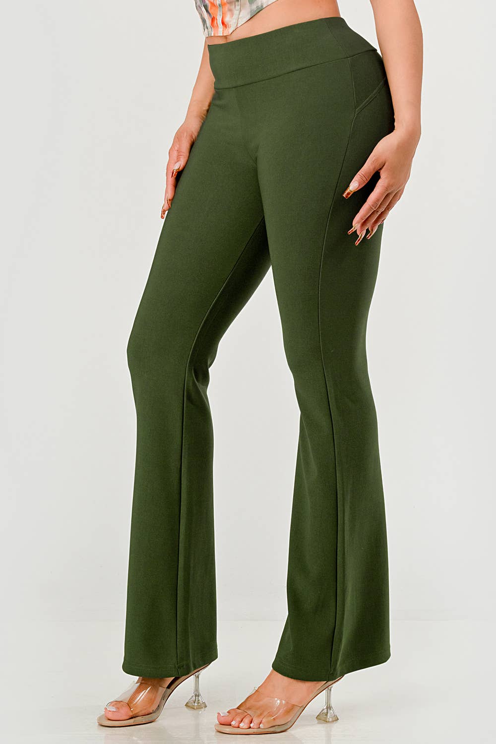 Womens High Waist Tummy Control Flare Pants