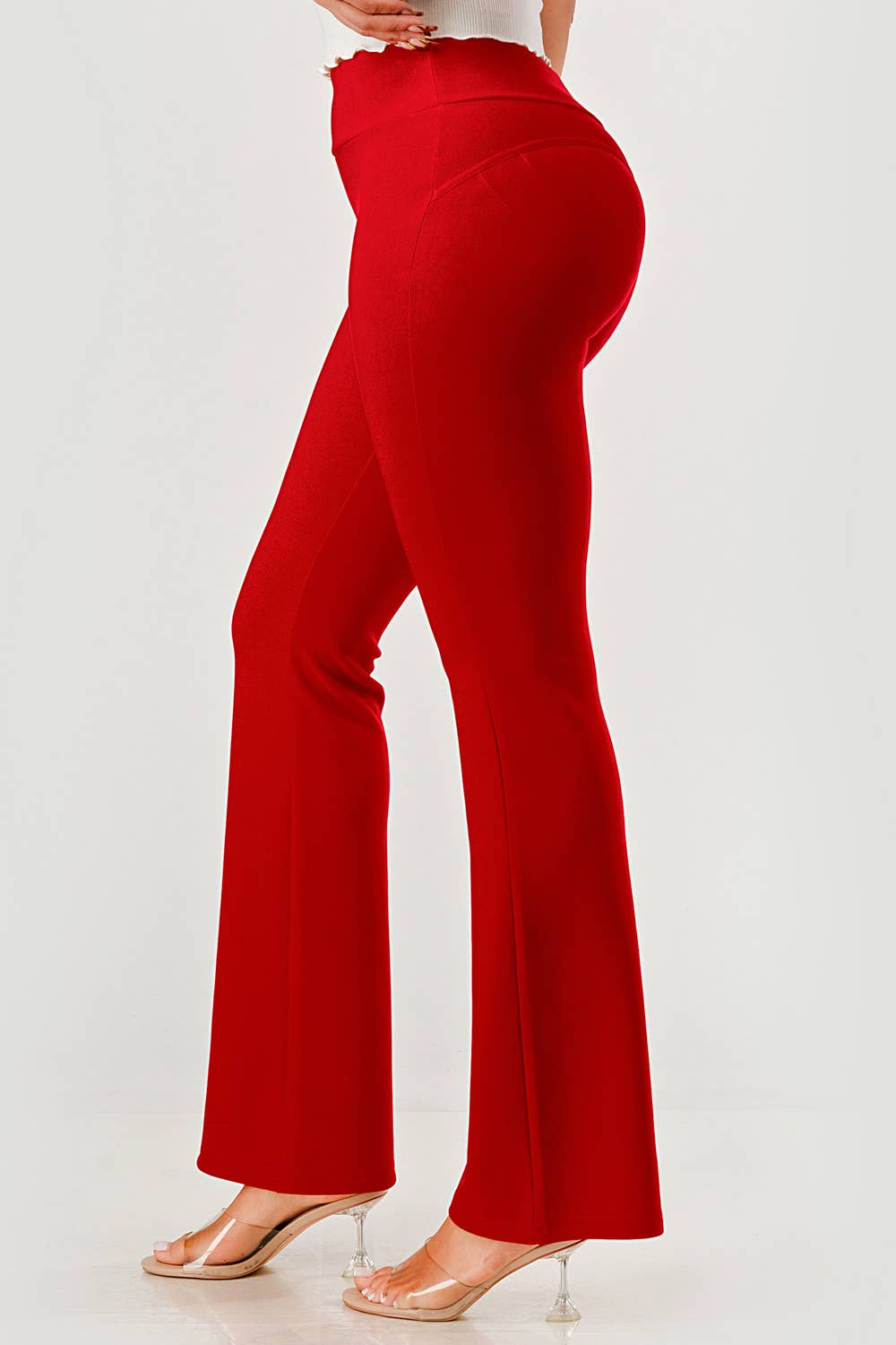 Womens High Waist Tummy Control Flare Pants