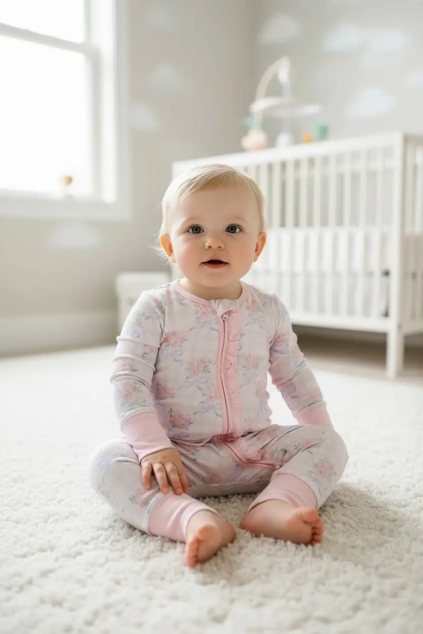Max and Pippa - Gingham Floral Bow Bamboo Convertible Zippie