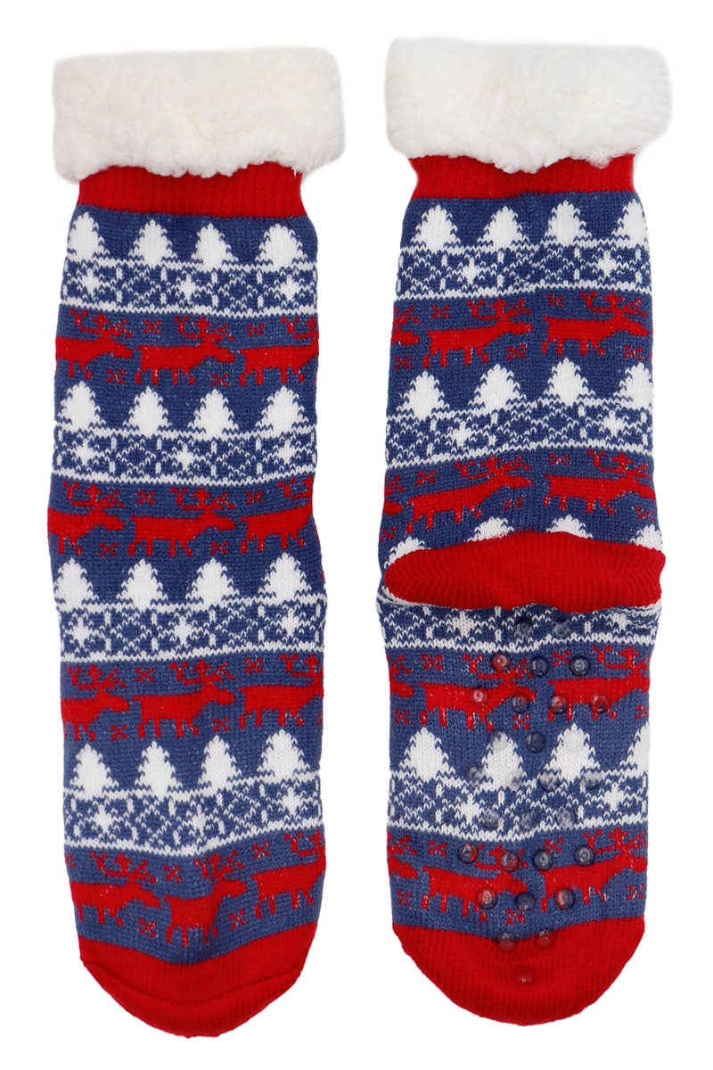 Women's Reindeer Tree Thick Fleece Lounge Socks