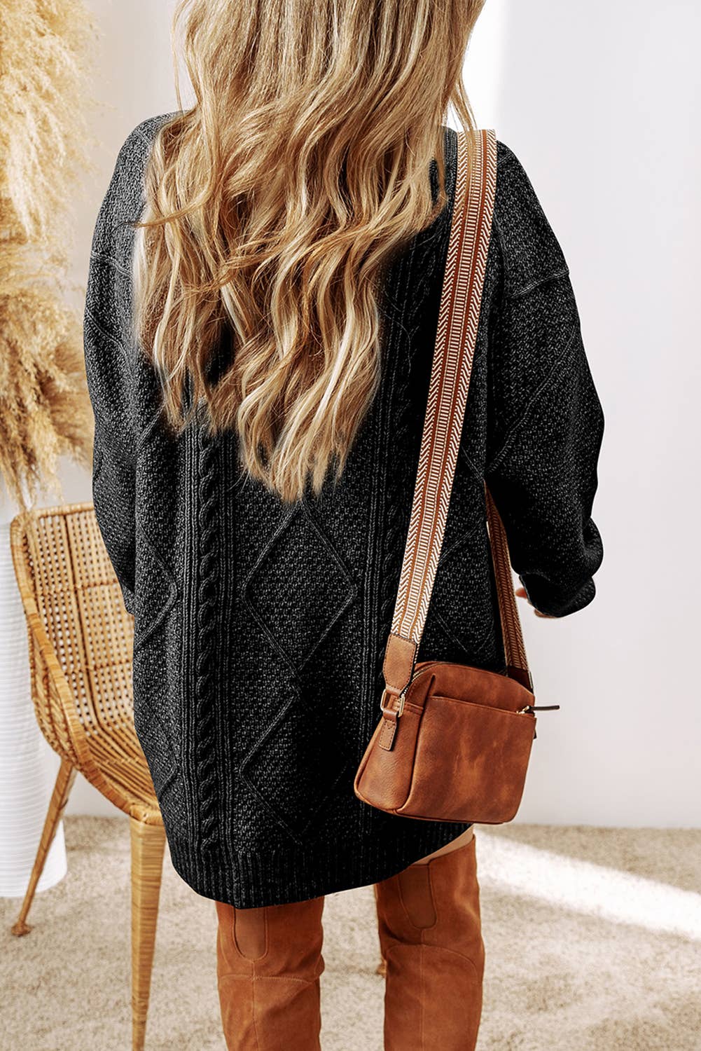 Grace Cable Knit Loose Fit Knit Sweater Dress