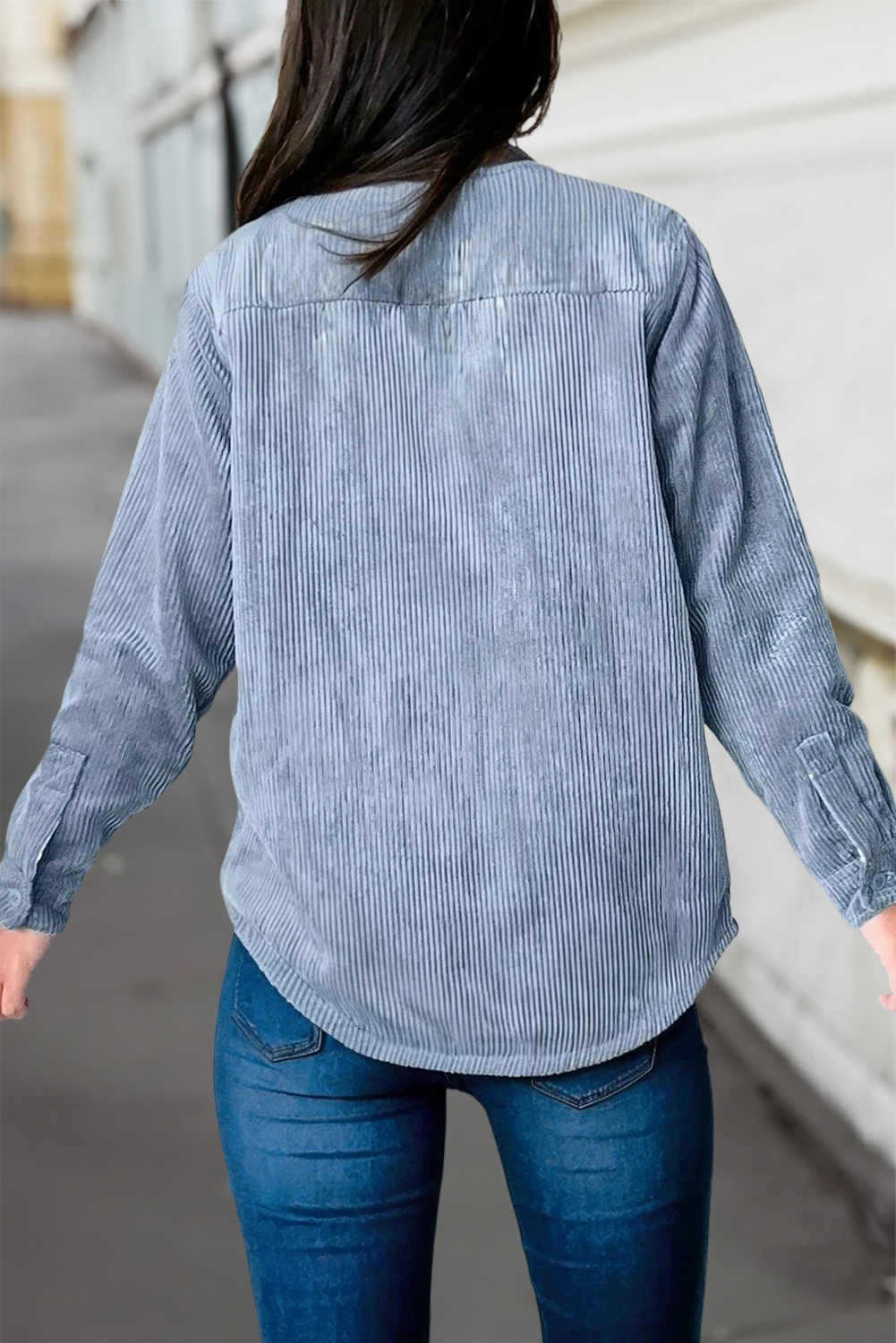 Plaid Corduroy Reversible Button Up Shacket |