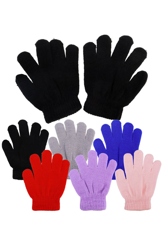 Toddler/Preschool Solid Ribbed Elastic Cuffed Gloves