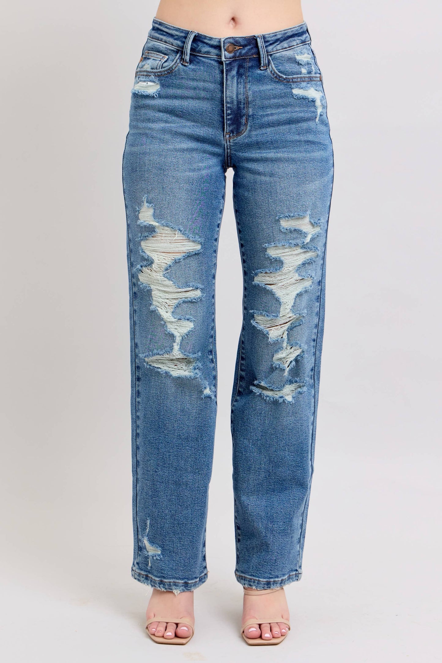 Judy Blue Heavy Distressed High Waisted Straight
