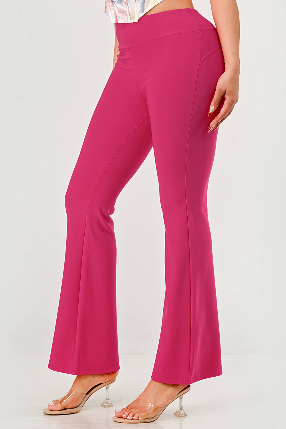 Womens High Waist Tummy Control Flare Pants