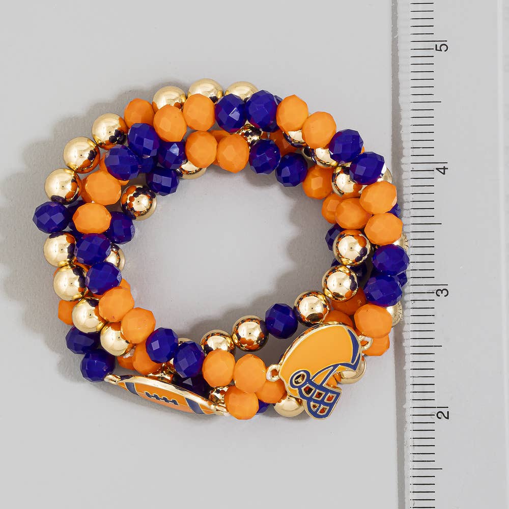 Enamel Football Charm Crystal Bead Bracelet - Red and Black