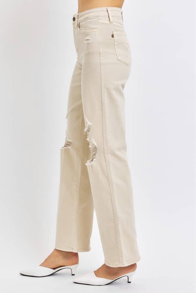 Judy Blue HW Garment Dyed Destroy 90's Straight - Plus