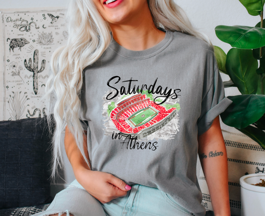 Saturdays In Athens Football Graphic Tee Georgia Bulldogs