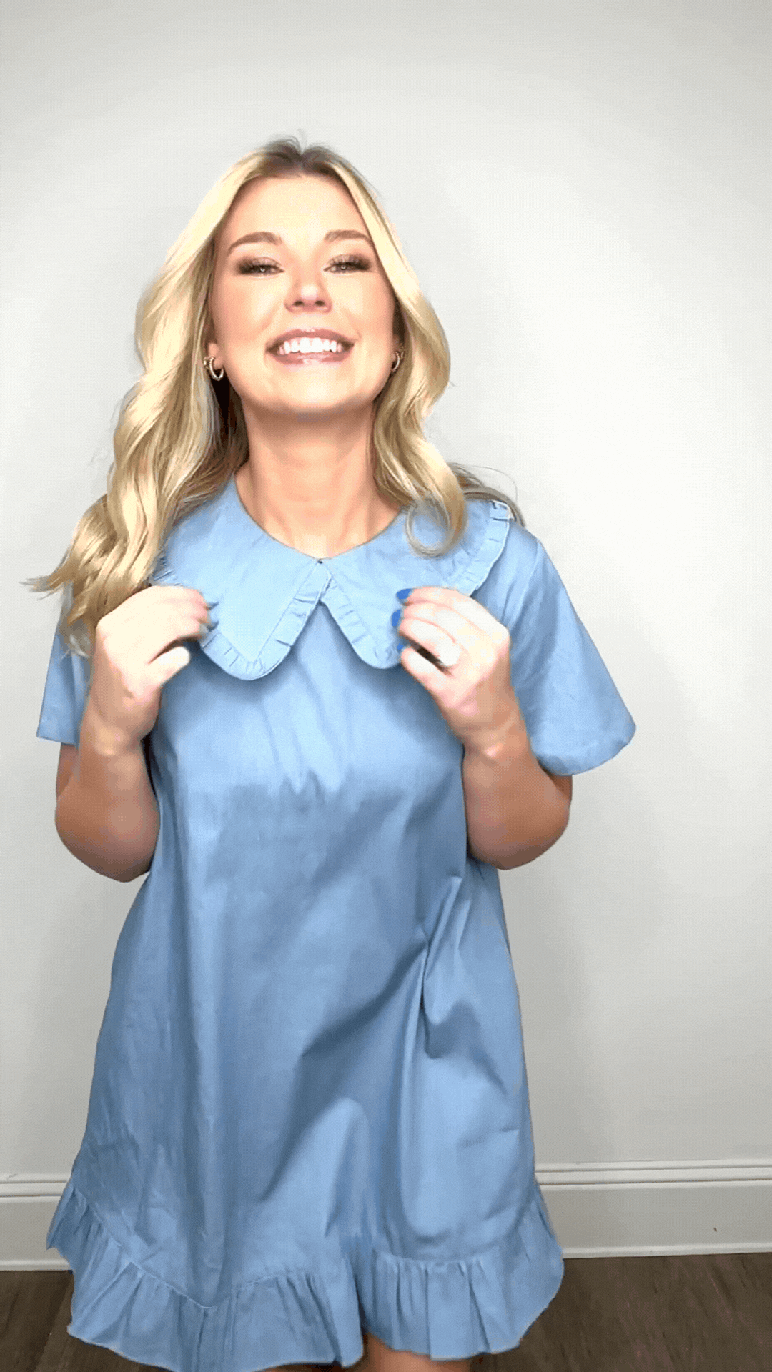 Grace & Emma Chambray Dress with Wide Collar