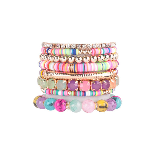MIX BEAD CHARM STRETCHABLE BRACELET