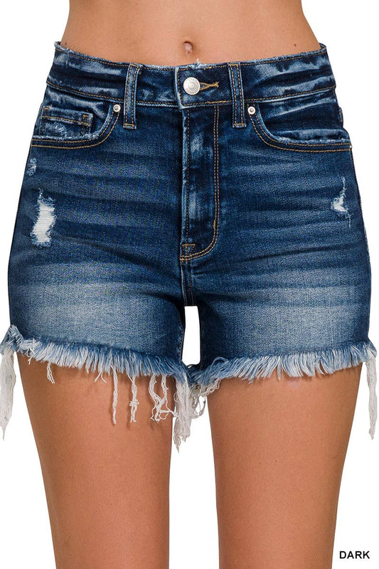 Raw Frayed Hem Ripped Denim Shorts - Preorder