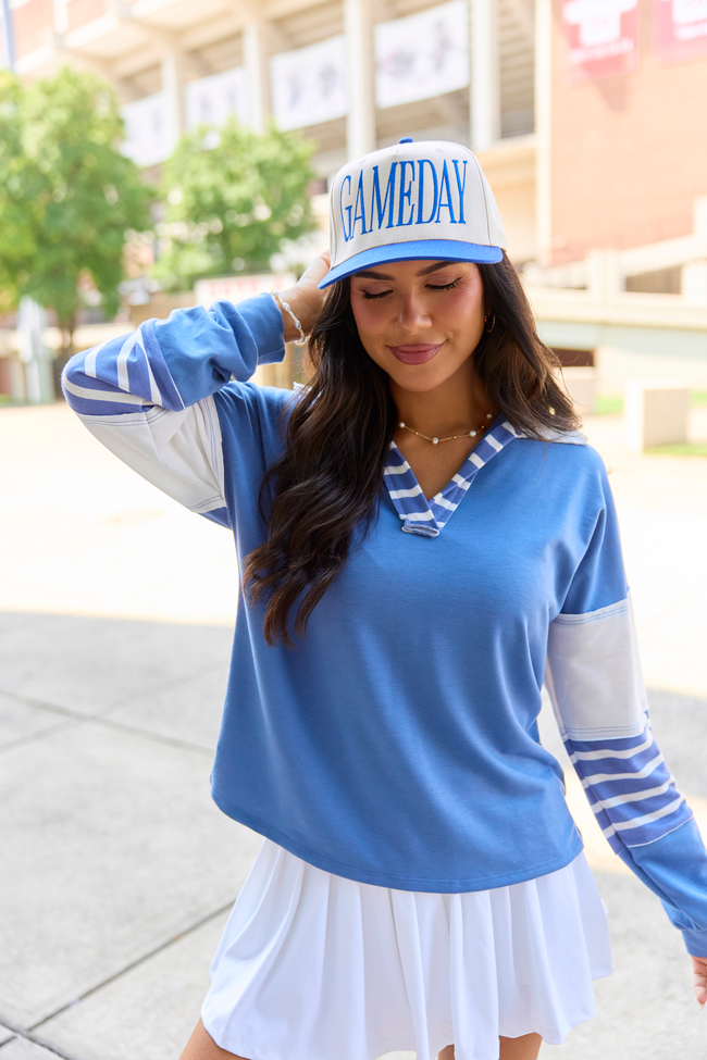 Pink Lili It's Gameday Royal Blue Embroidered Trucker Hat