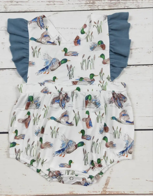 Duck Printed Baby Girls Romper