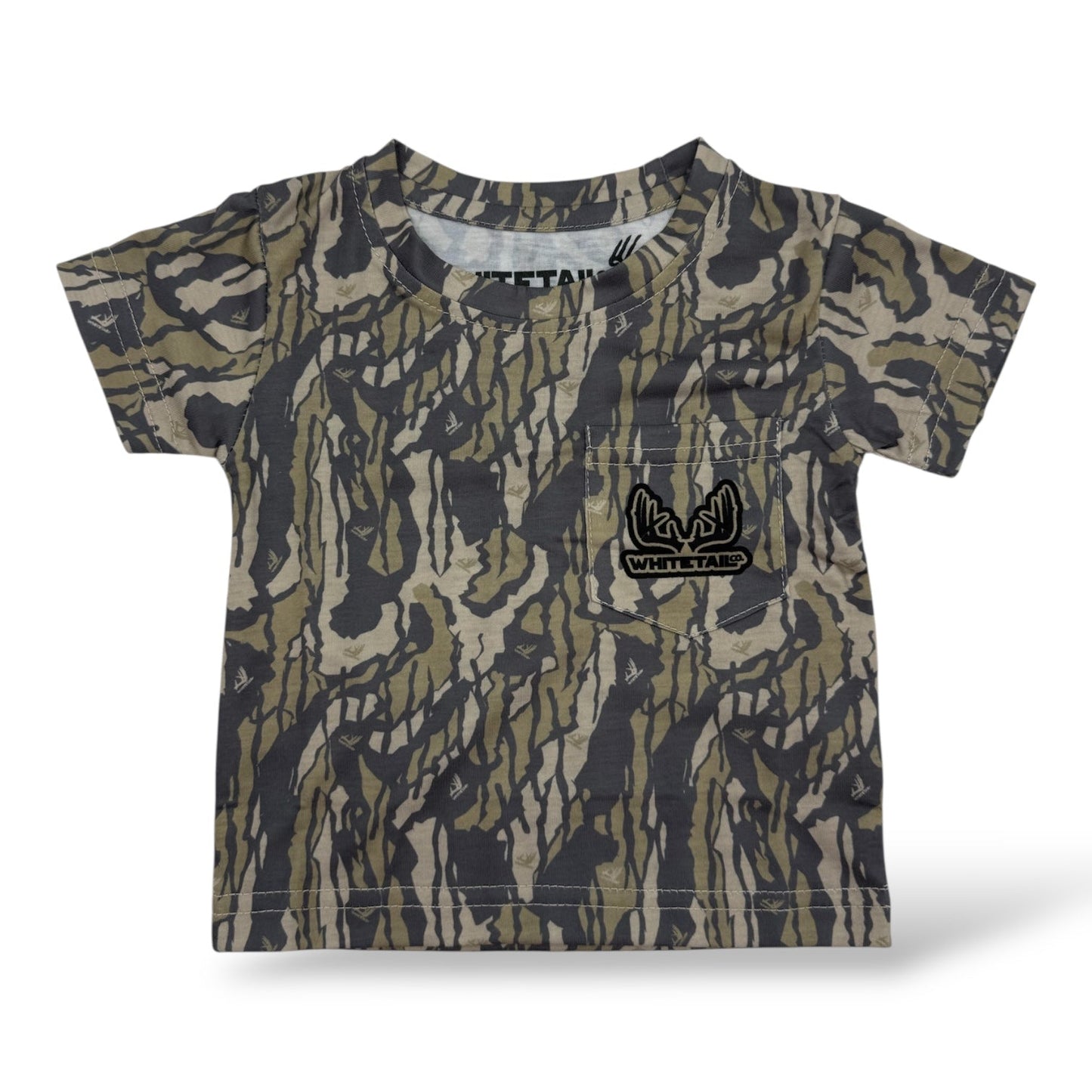 Whitetail Co. Toddler Old Tree Bark Camo Faded Pocket Tee