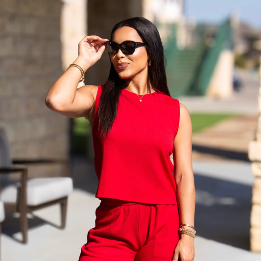 Grace & Emma The Earhart Top, Red