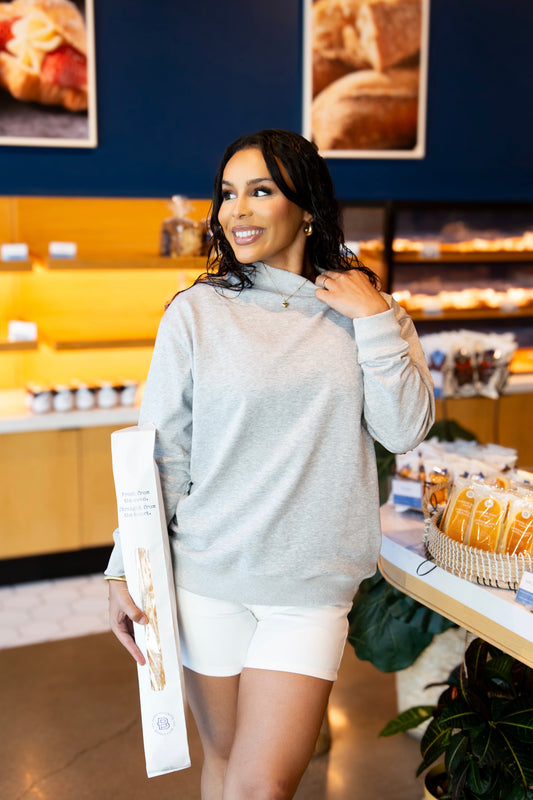 Grace + Emma Mock Neck Sweatshirt, Grey