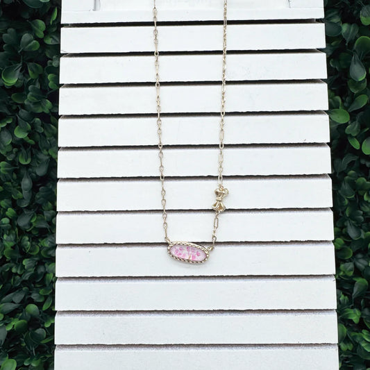 My Golden Bling Necklace: Floral Bow White