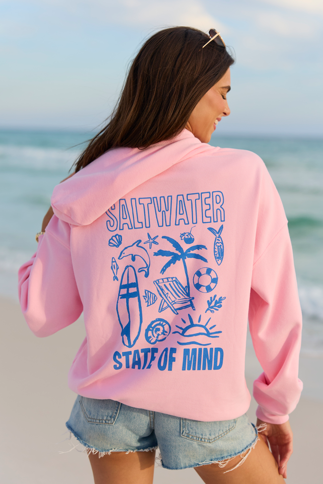 Saltwater State Of Mind Light Pink Graphic Hoodie