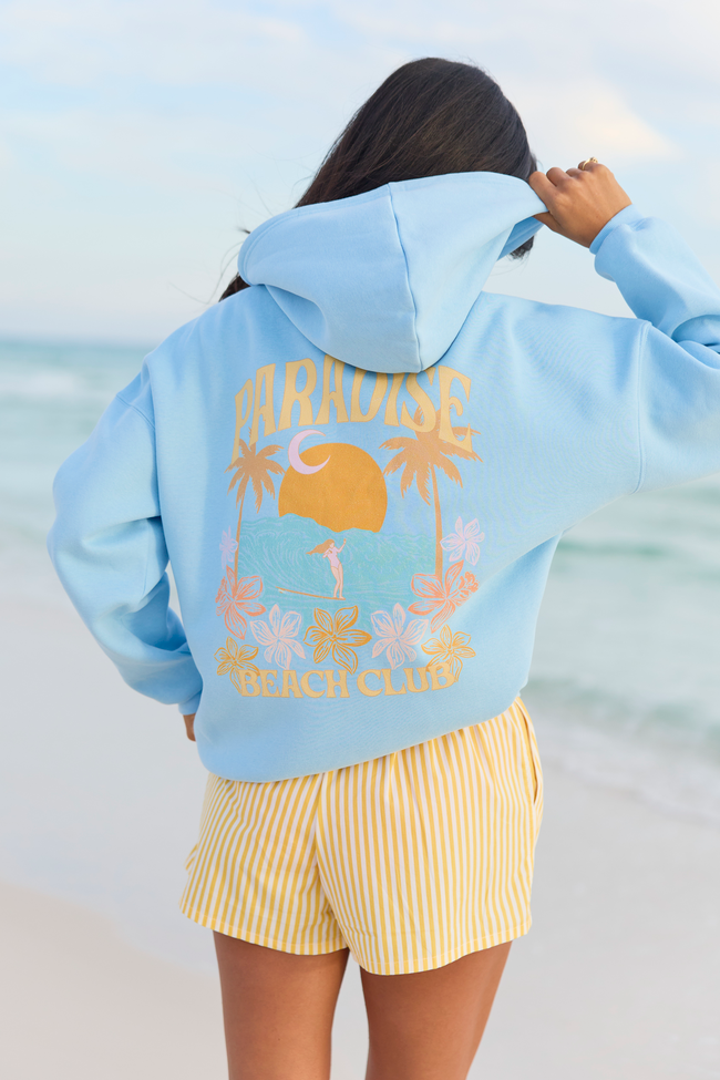 Paradise Beach Club Light Blue Graphic Hoodie