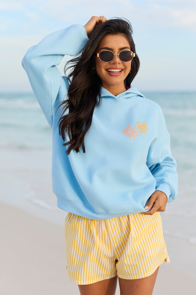 Paradise Beach Club Light Blue Graphic Hoodie