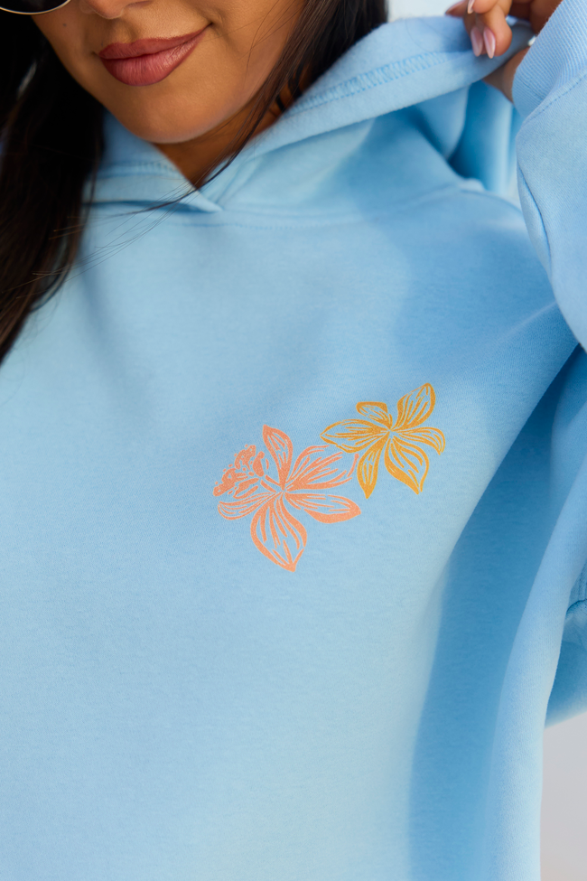 Paradise Beach Club Light Blue Graphic Hoodie