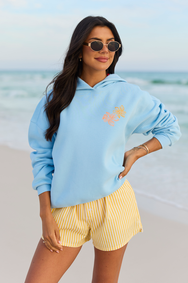 Paradise Beach Club Light Blue Graphic Hoodie