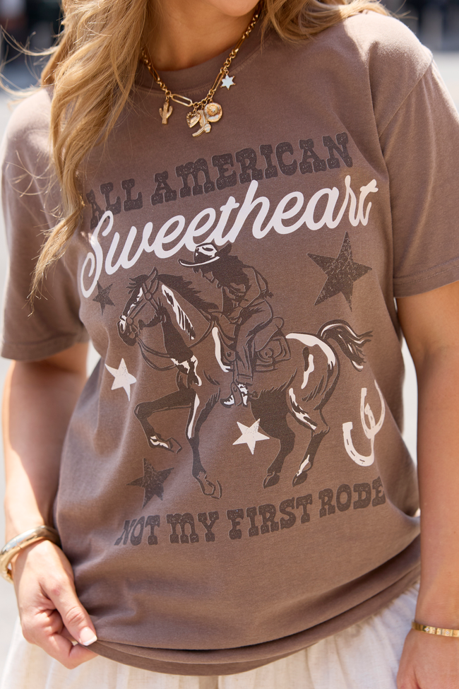 All American Sweetheart Brown Comfort Colors Graphic Tee