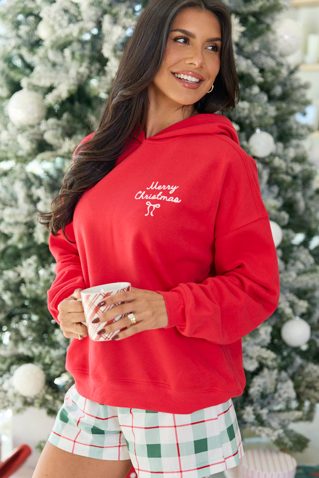 Christmas Cabin Striped Red Graphic Hoodie