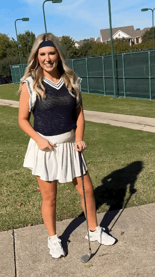 Grace & Emma Navy Sweater Vest with White Stripes