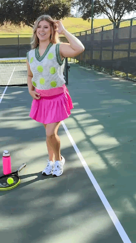 Grace & Emma Tennis Ball Glitter Patches Sweater Vest