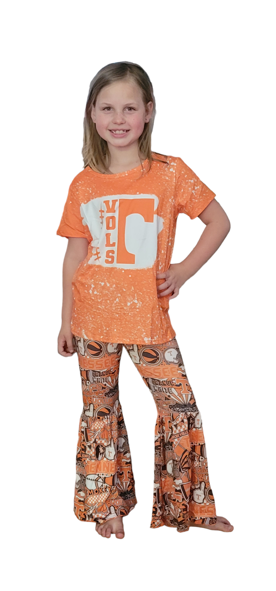 Girls Tennessee Orange Football Bell Pants Clothes Sets