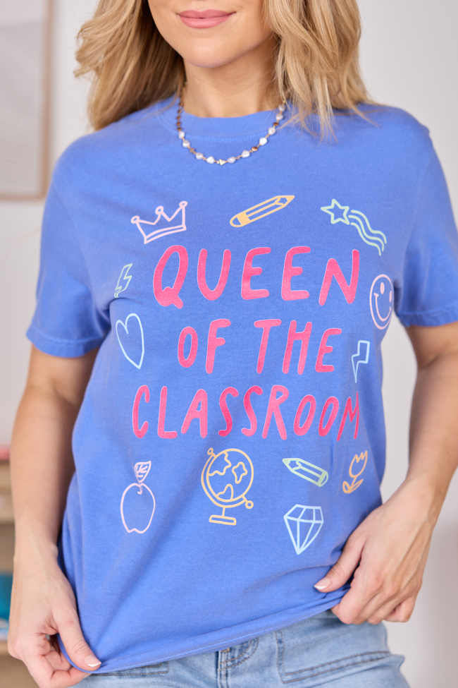 Queen Of The Classroom Blue Comfort Colors Graphic Tee