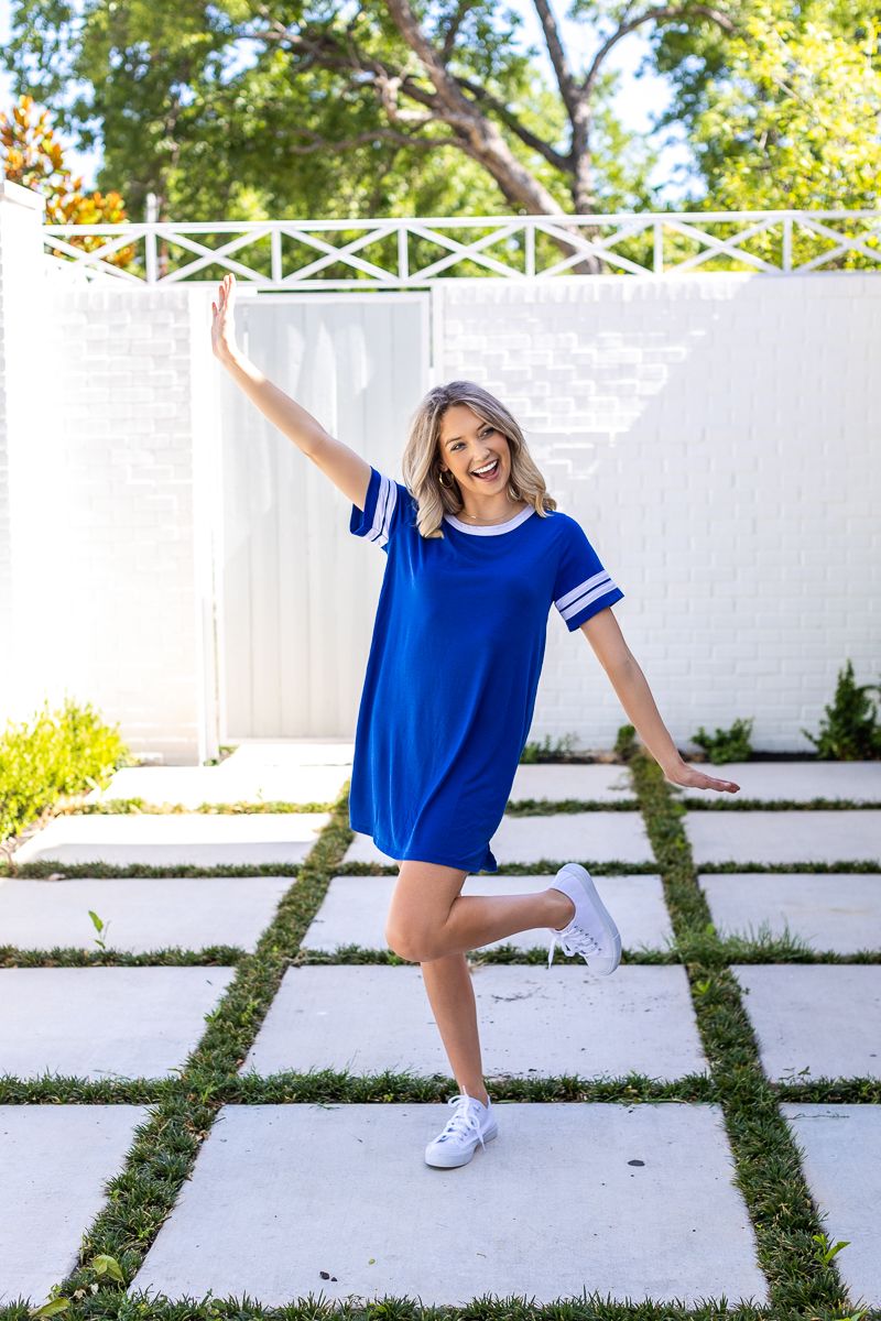 Grace & Emma Say it Loud, Say it Proud Gameday Dress, Royal Blue