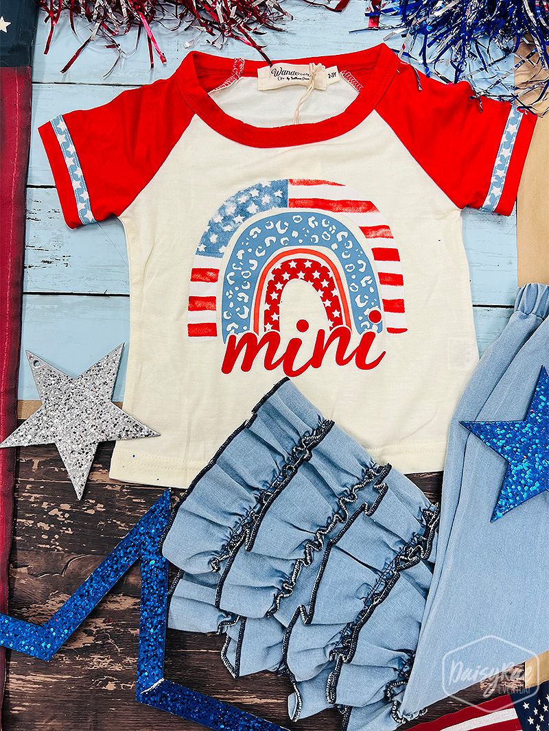 GIRLS PATRIOTIC RAINBOW MINI TOP