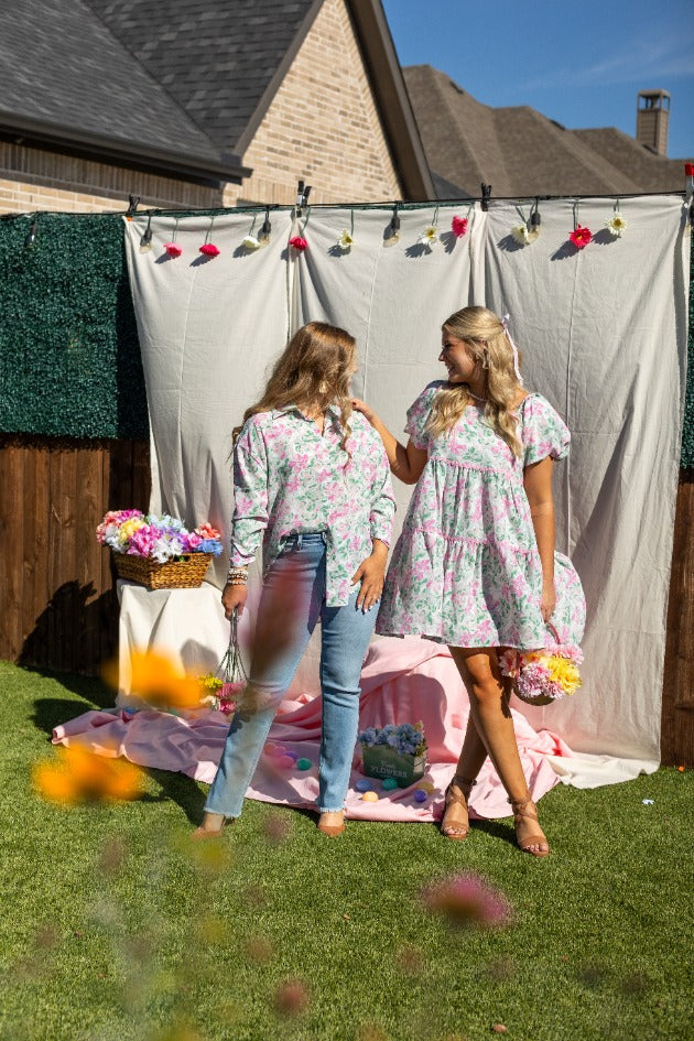 Grace & Emma Floral Dress With Scallop Trim
