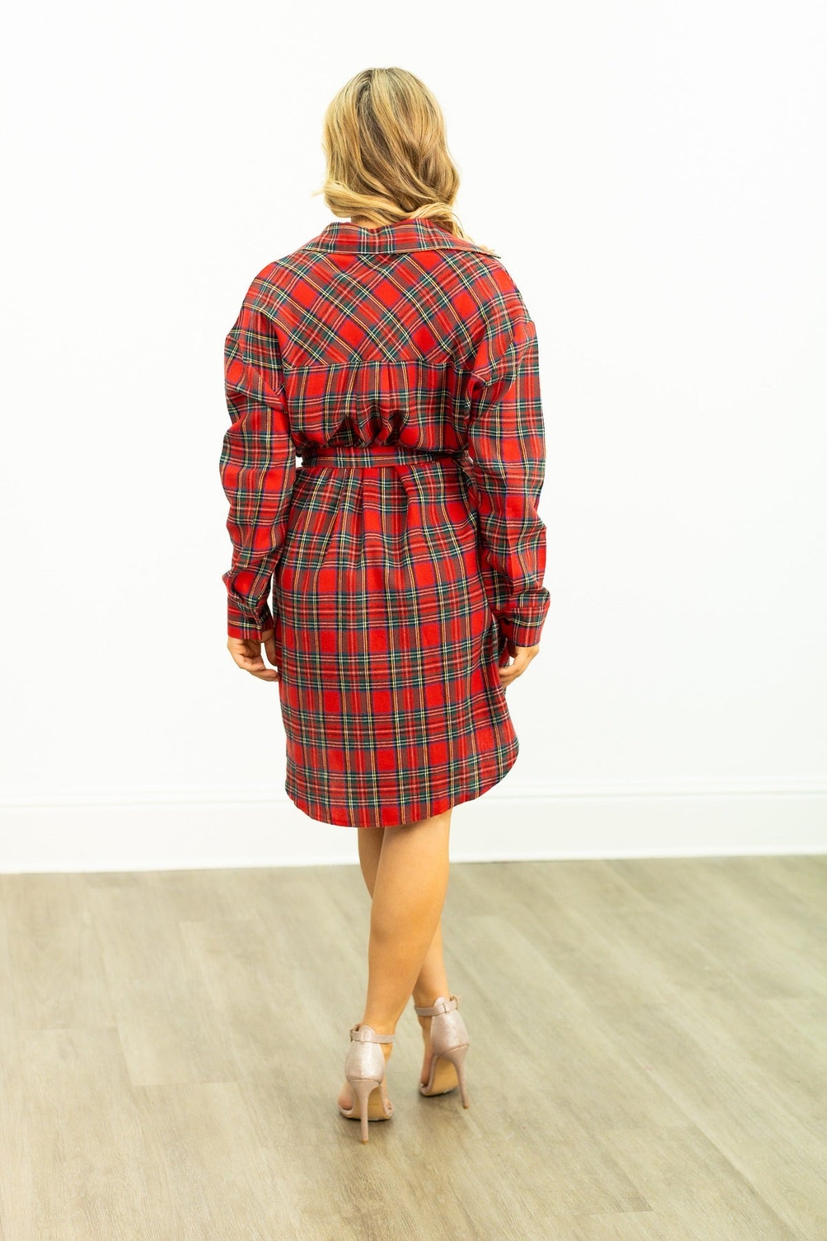 Grace and Emma Flannel Dress, Red