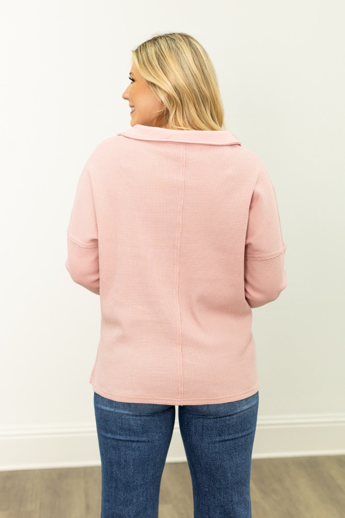 Grace & Emma Waffle Knit Top, Pink