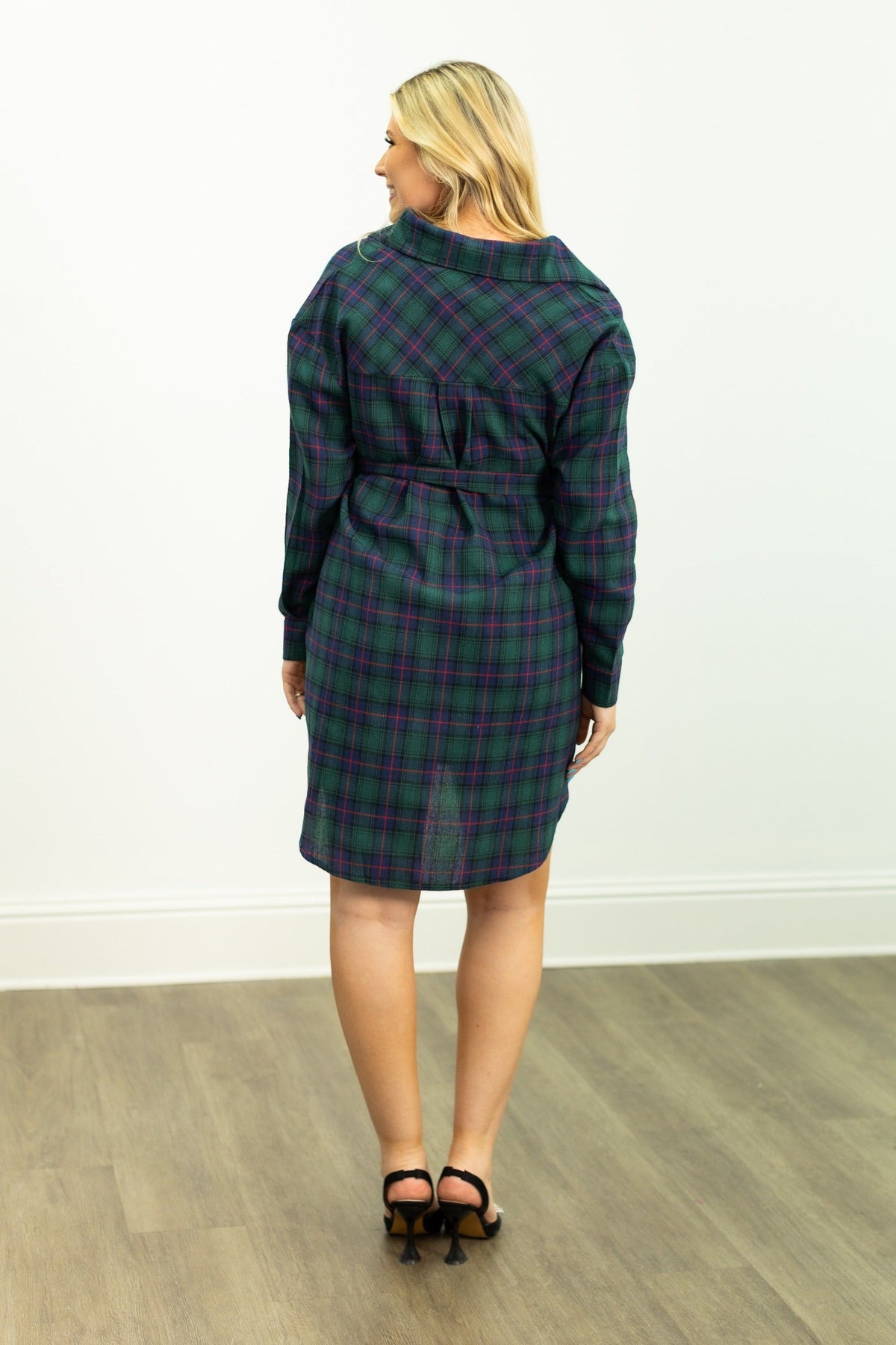 Grace and Emma Flannel Dress, Green