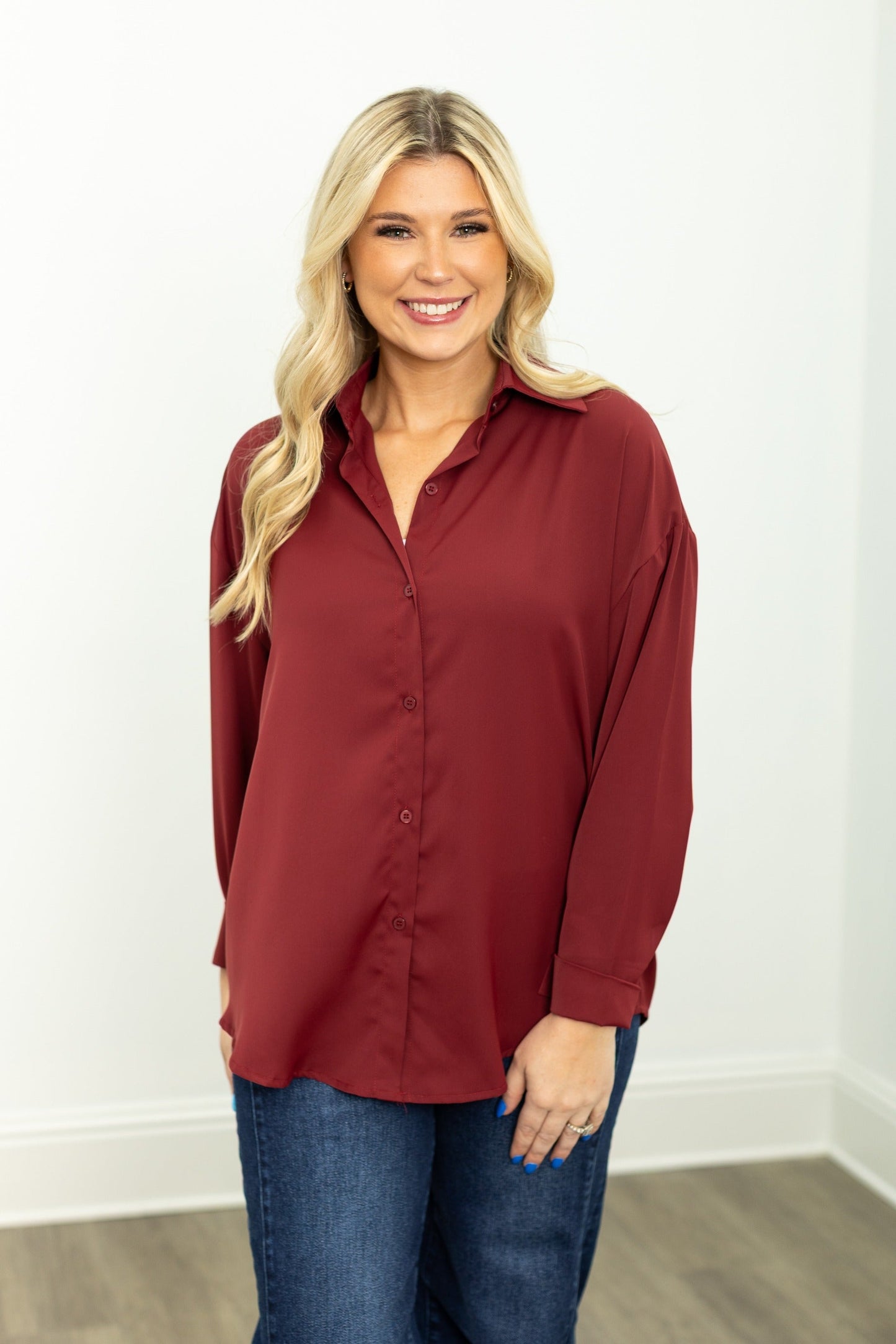 Grace & Emma The Kathryn Button-Up, Maroon